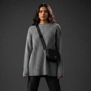 Xtremegear Dark Gray Striped Heavy Knit Long Sweater Size XXL, Plus or Oversized